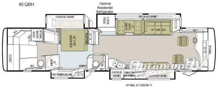 2012 Tiffin Phaeton 40 QBH Floorplan Photo